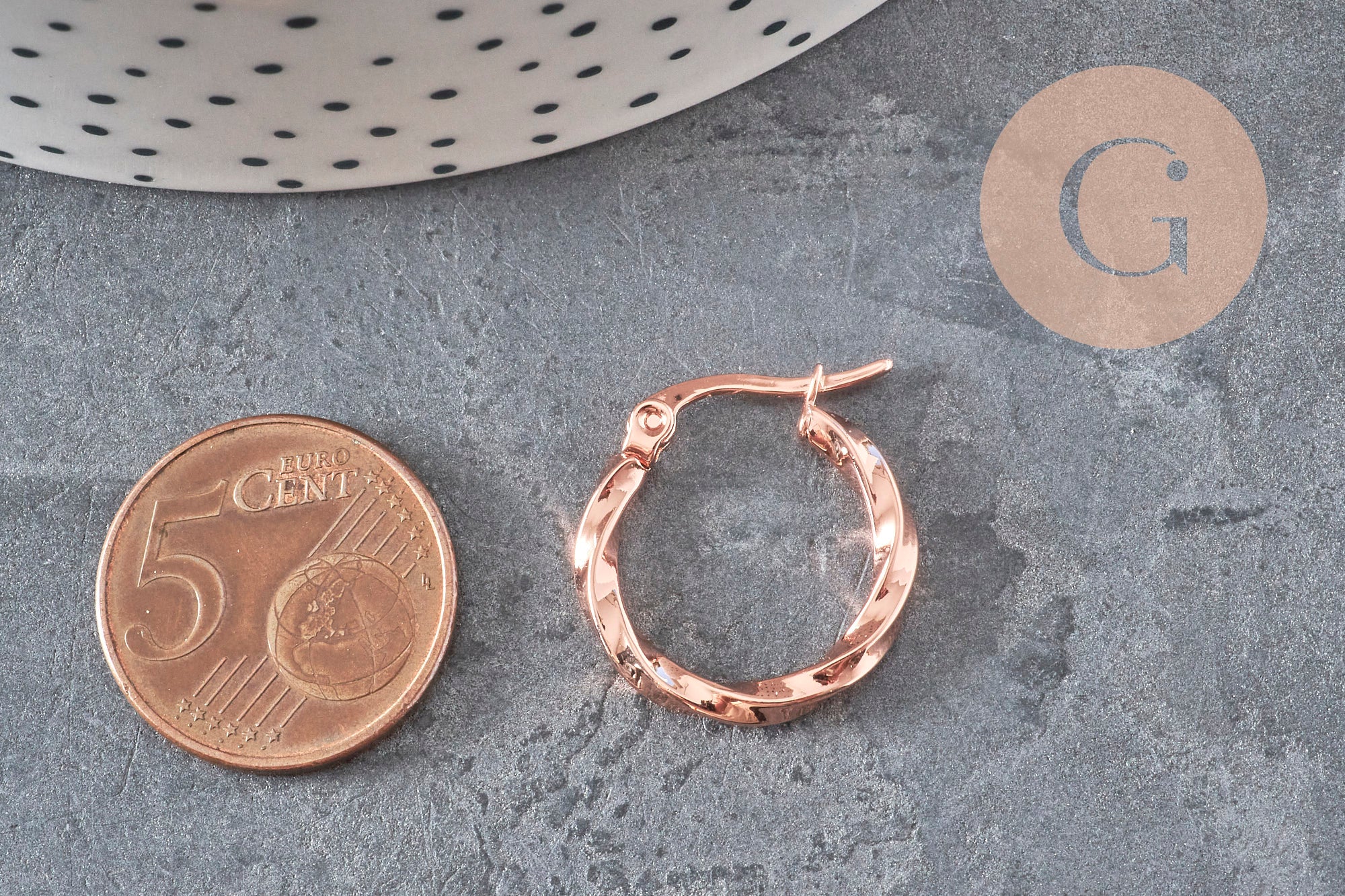 Gingerlily Accessoires G11358 créoles torsadées acier or rose 20mm