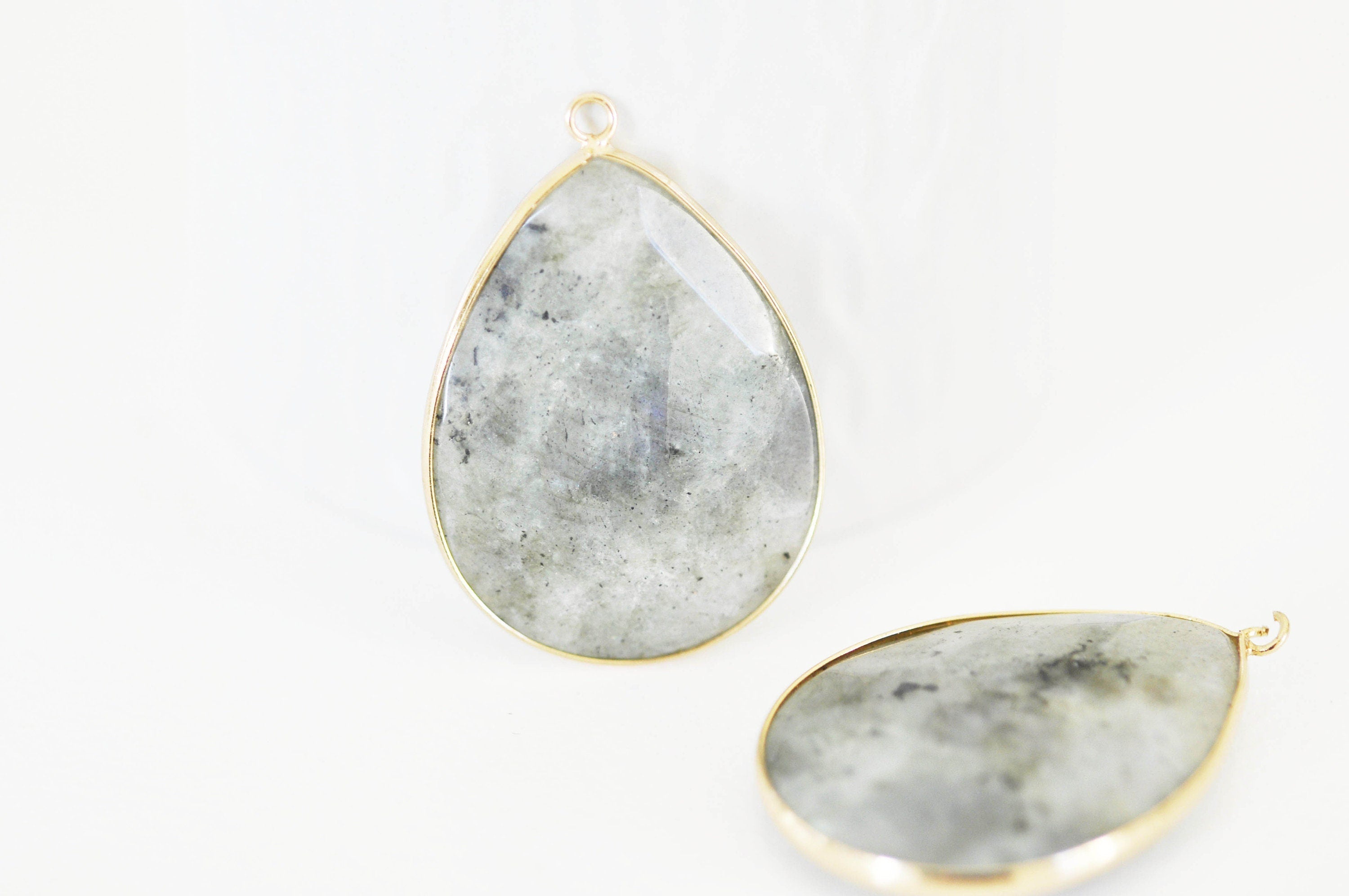Gingerlily Perles pendentif goutte labradorite 45 mm