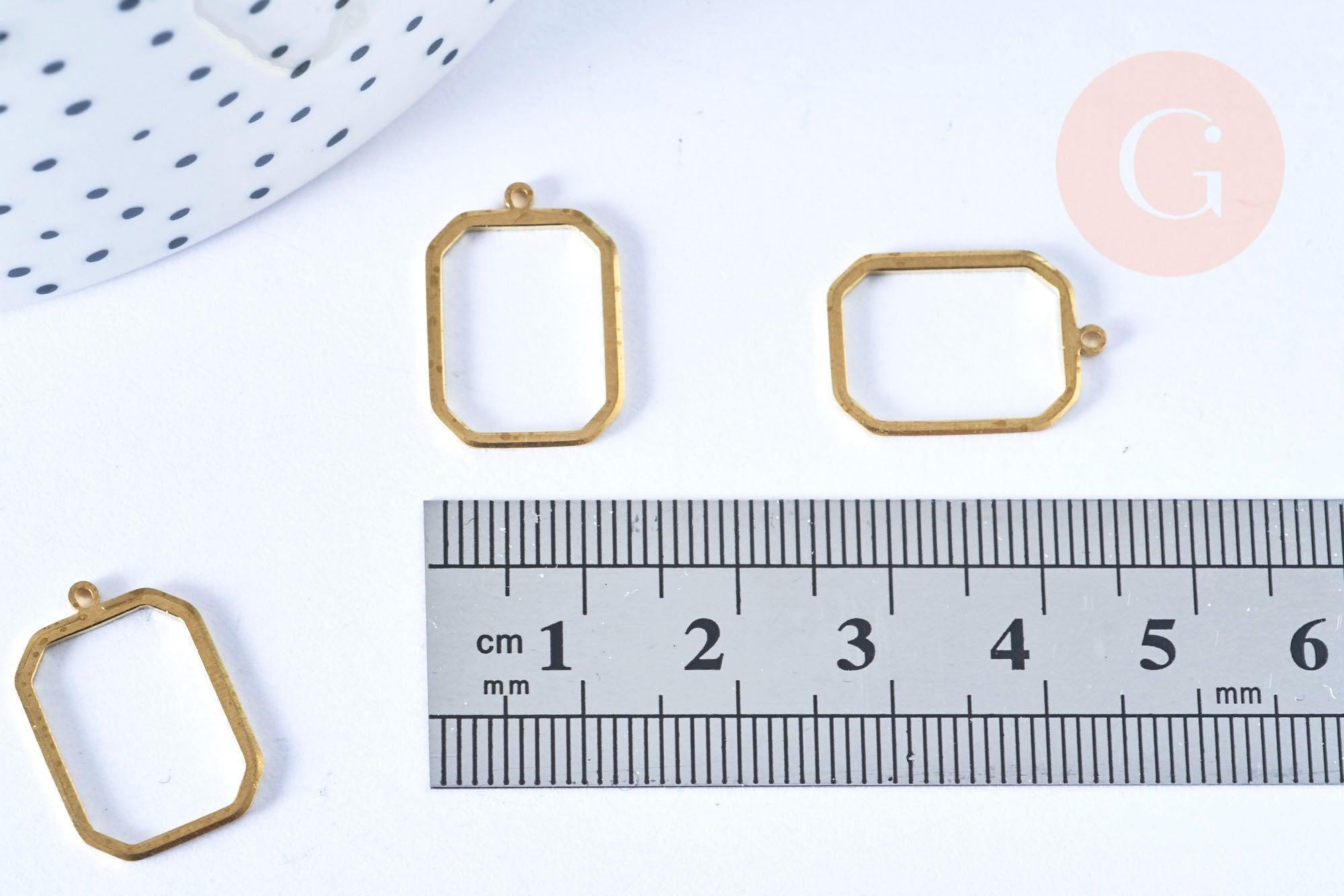 Gingerlily Pendentifs G6542 médaillon rectangle laiton brut 17,5 mm x2