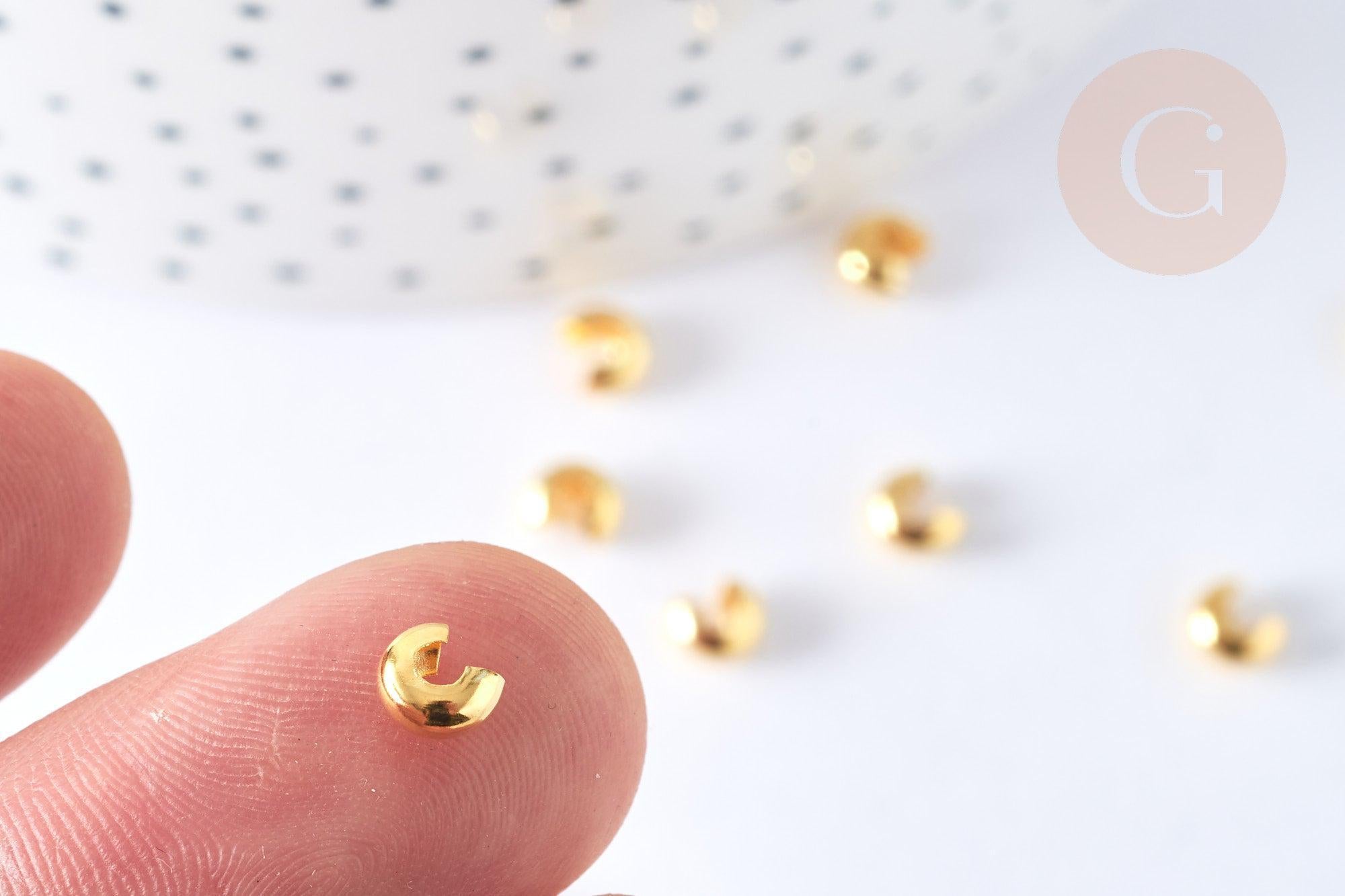 Gingerlily Apprêts Caches perles à écraser laiton doré 4mm x50