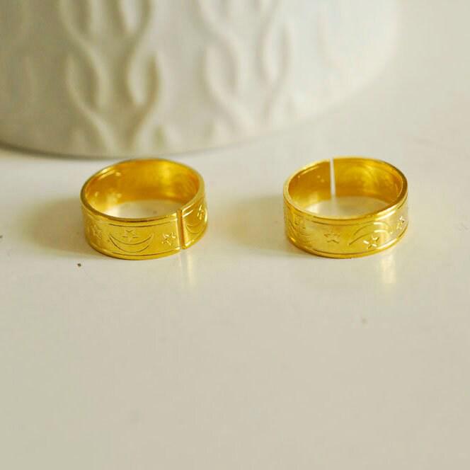 Gingerlily Apprêts G1863 bague réglable lune étoiles 14mm lot 2