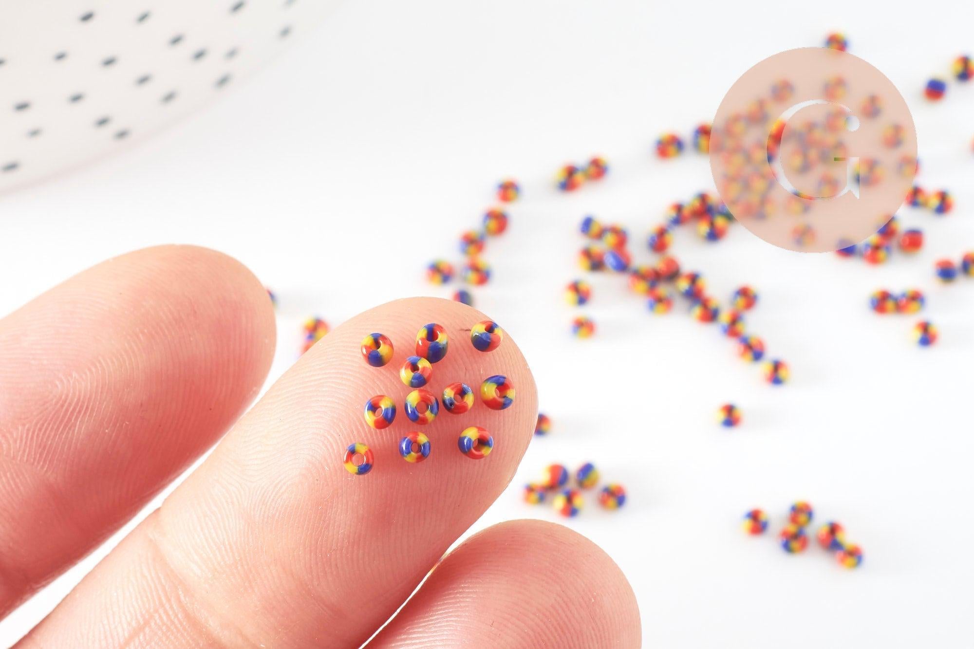 Gingerlily G9491 perles rocaille rayé verre 1,5mm 10g