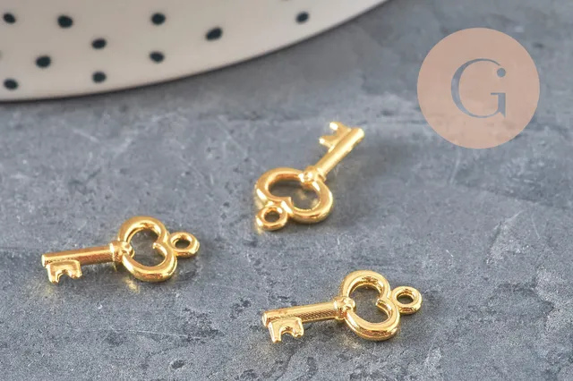 Gingerlily G11227 breloque clef zamac doré 15,5mm x10