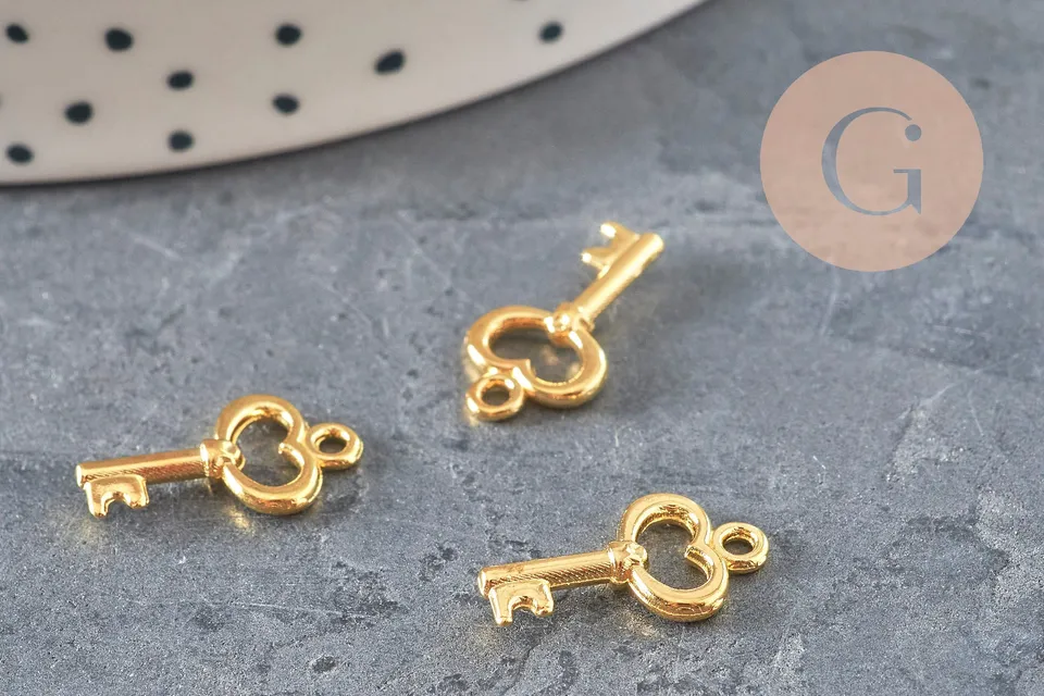 Gingerlily G11227 breloque clef zamac doré 15,5mm x10