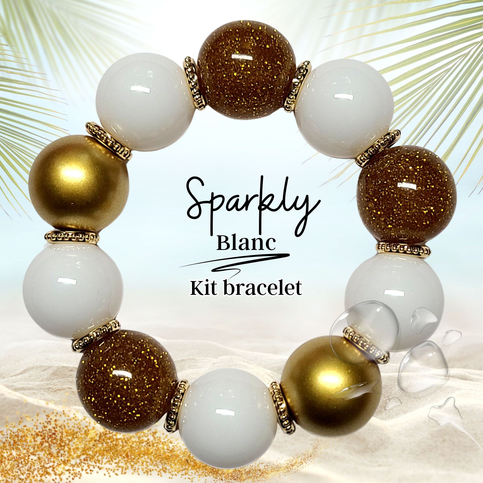 ARTSHOP Sparkly kit bracelet blanc 11 boules 20 mm