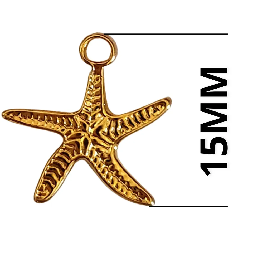 ARTSHOP Pendentifs AI-10 breloque étoile dorée acier x1