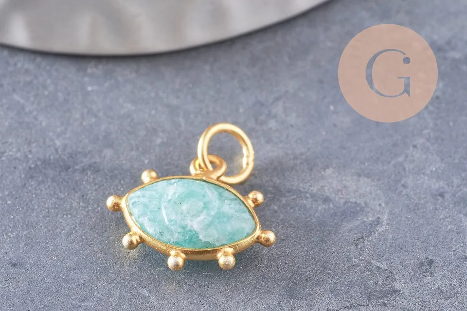 Gingerlily Pendentifs G9871 pendentif œil amazonite doré 15mm x1