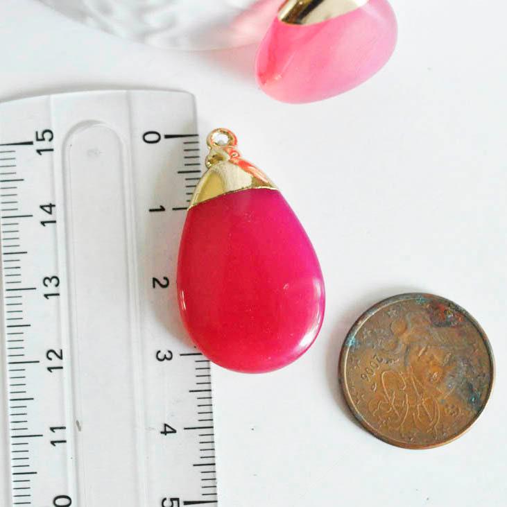 Gingerlily G1678 pendentif goutte agate rose doré 32 mm x1