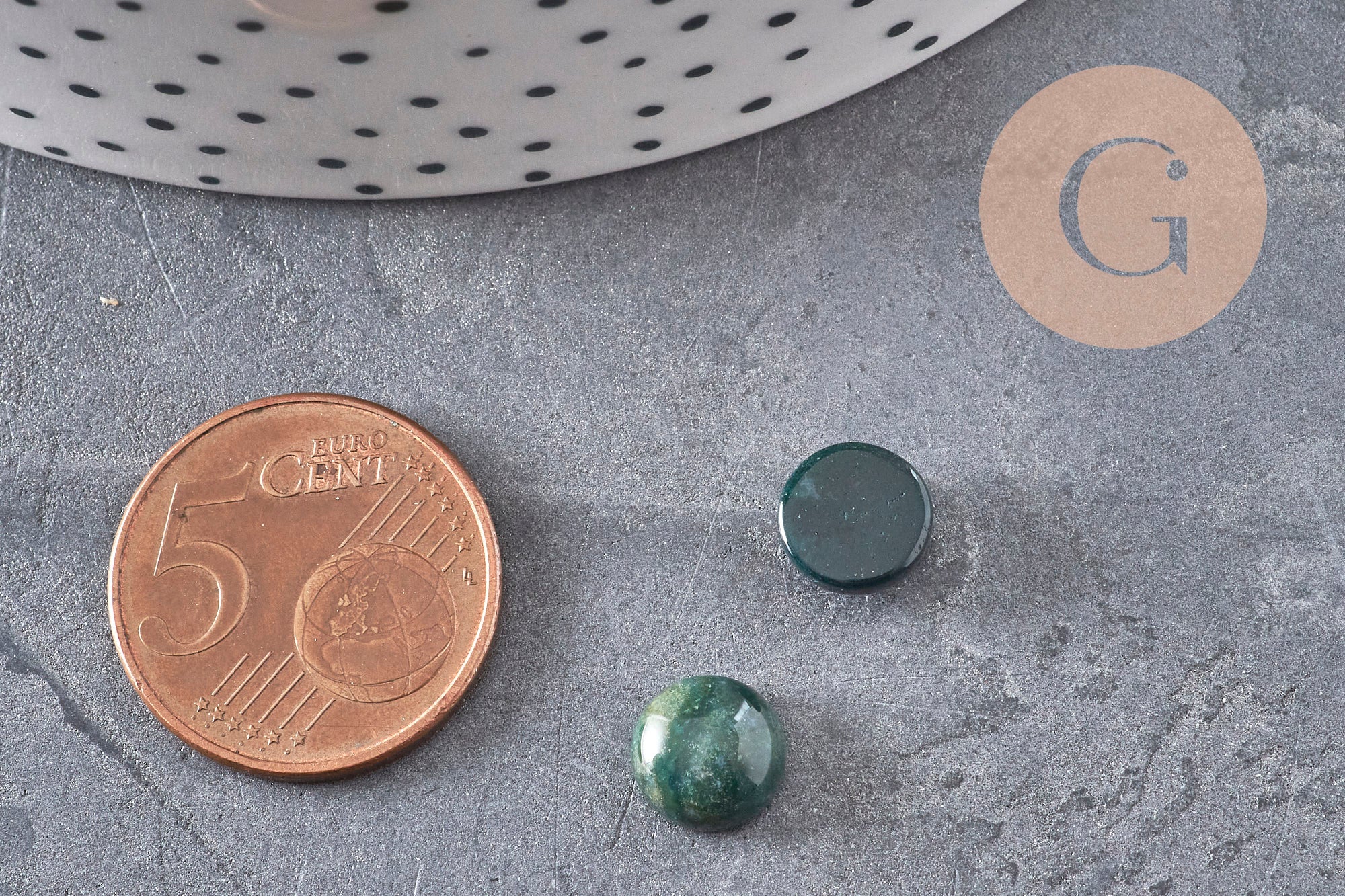 Gingerlily Pierres G11115 cabochon agate mousse verte rond 8mm