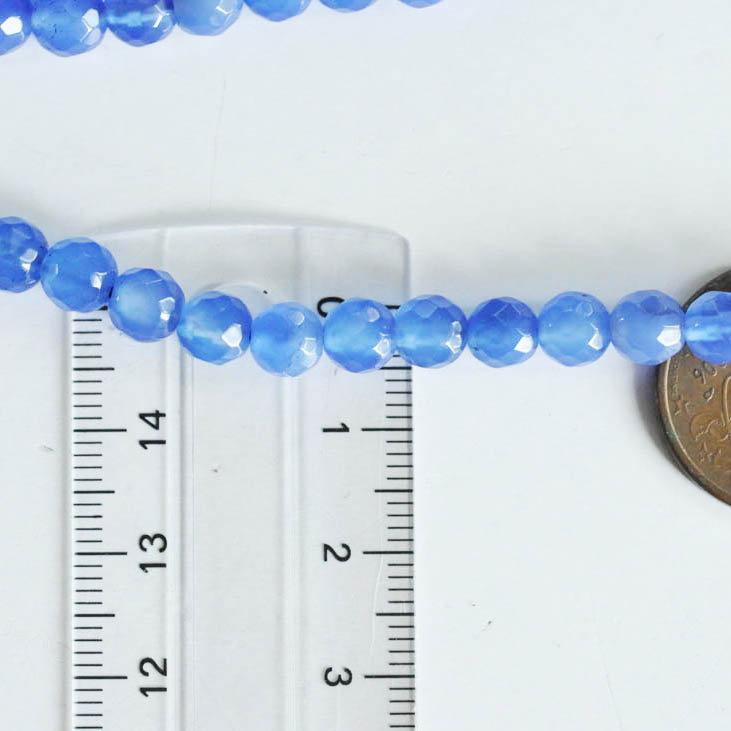 Gingerlily Perle agate bleue G889 facettée 6mm fil 36cm