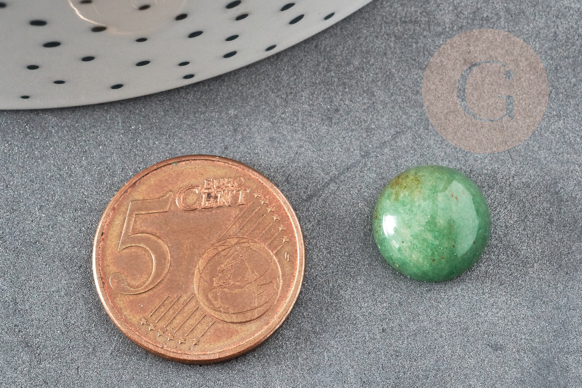 Gingerlily Cabochon rond aventurine verte naturelle 12mm x1