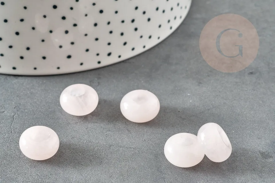 Gingerlily perle rondelle donut quartz rose 14 mm x2
