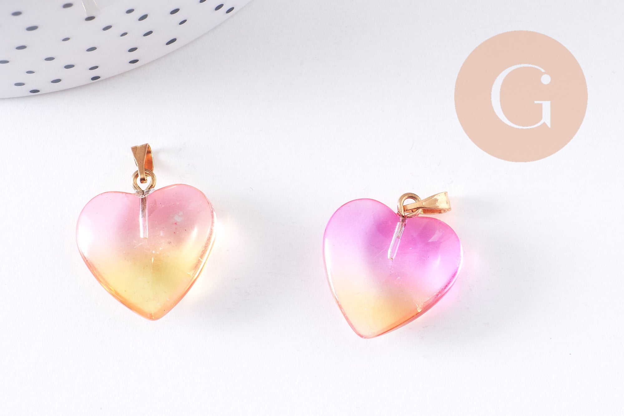 Gingerlily Pendentifs DIY pendentif cœur verre rose 22mm x1