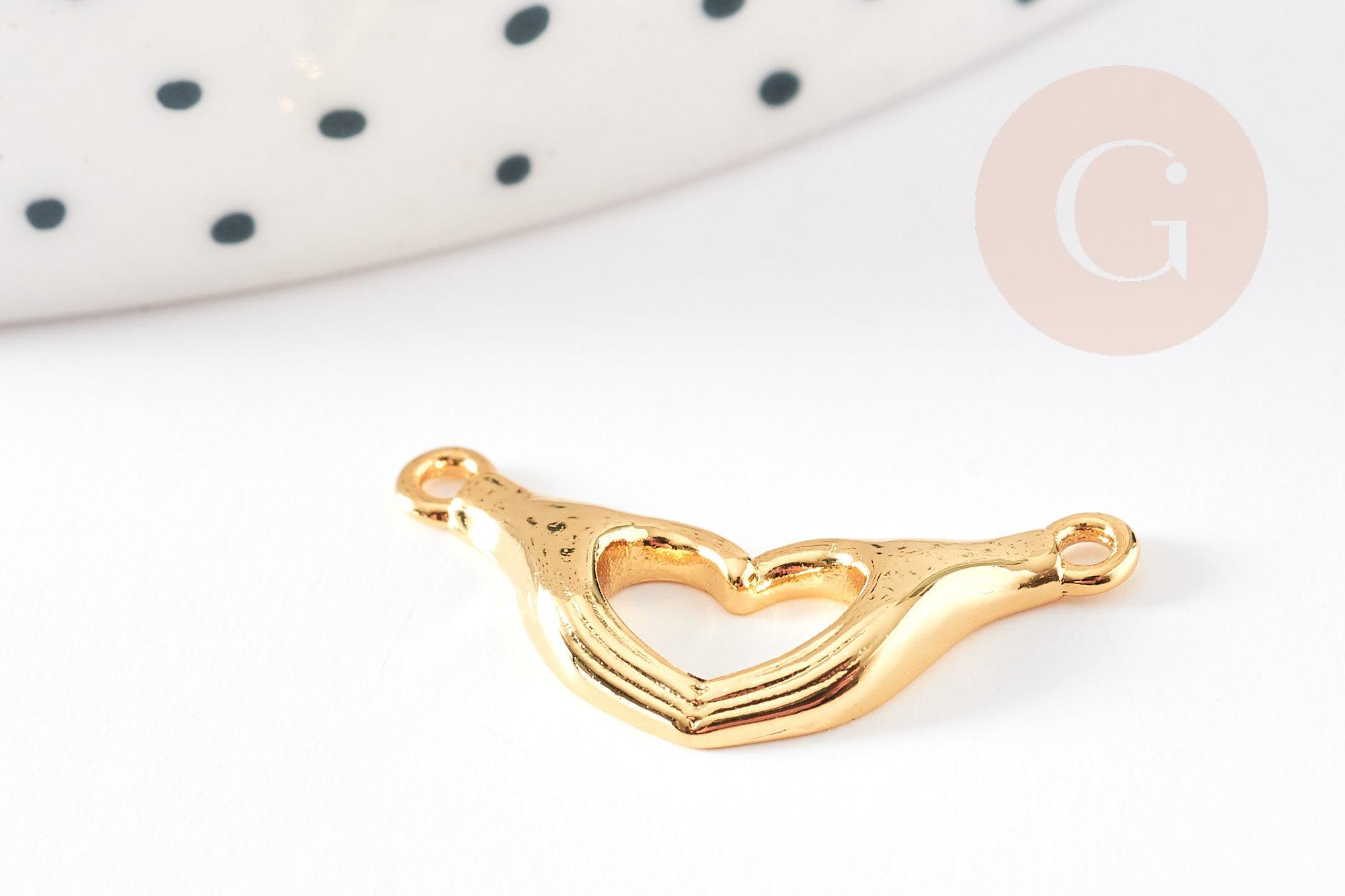 Gingerlily Pendentif main coeur G3833 laiton doré 18K 10,5mm x1
