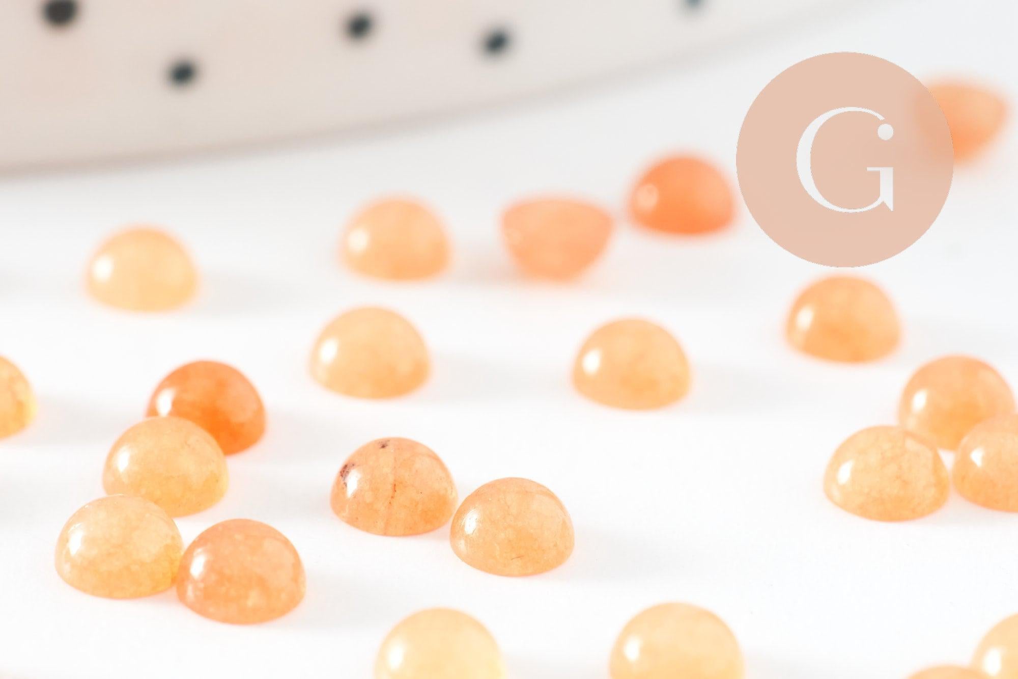 Gingerlily Cabochon jade orange rond 4mm pierre naturelle x1