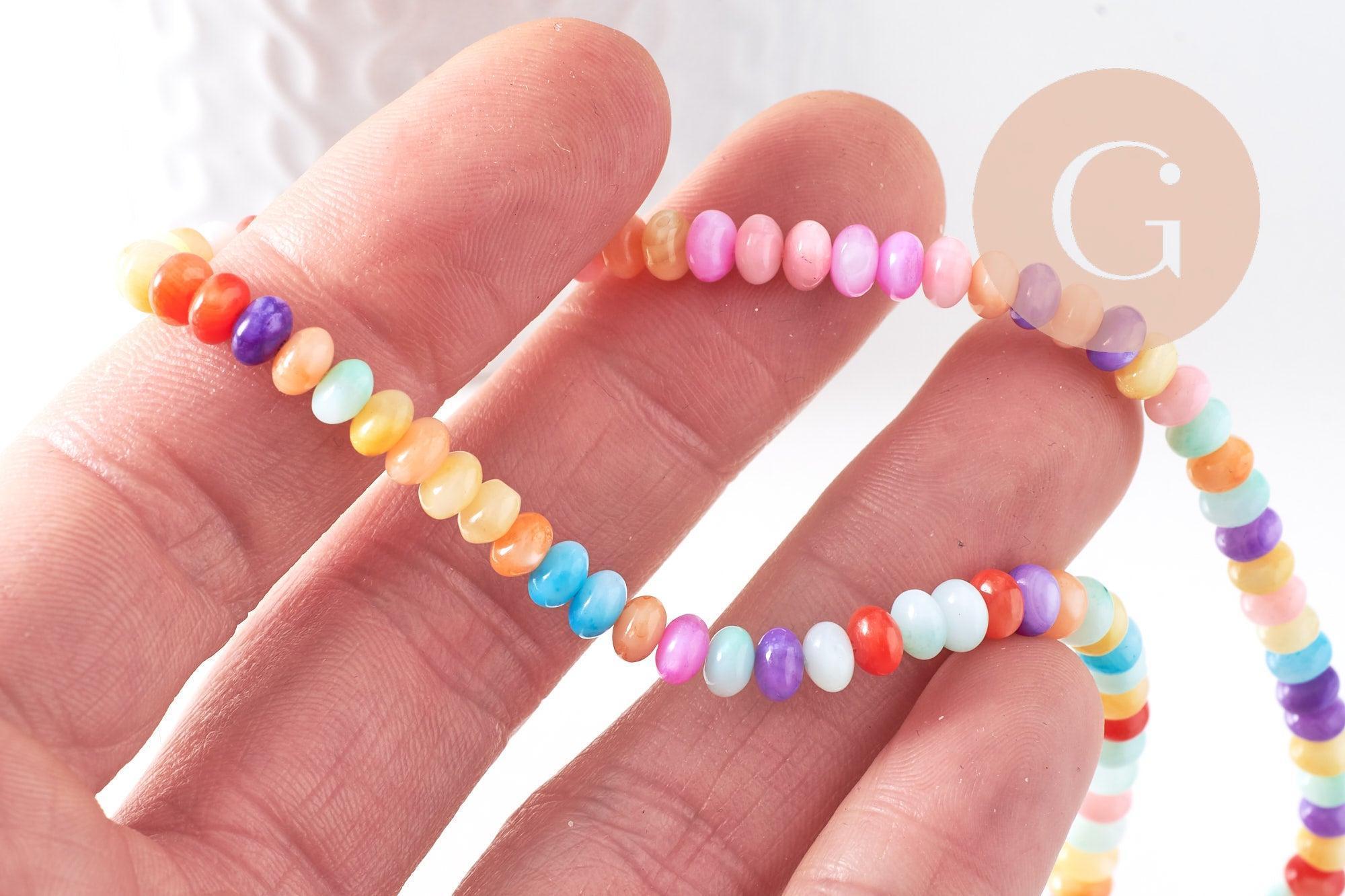 Gingerlily Perles DIY Rondelle nacre multicolore 5x3 mm fil 38 cm