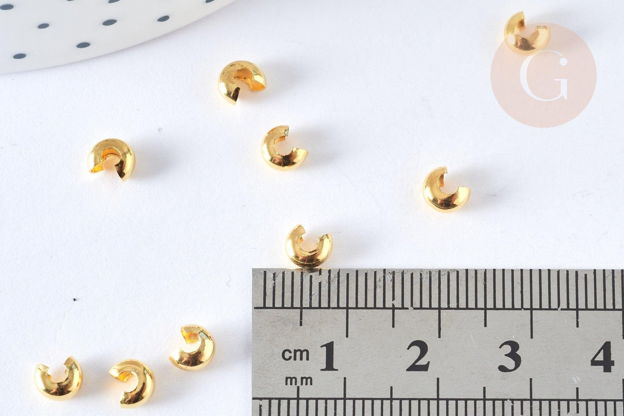Gingerlily Apprêts Caches perles à écraser laiton doré 4mm x50
