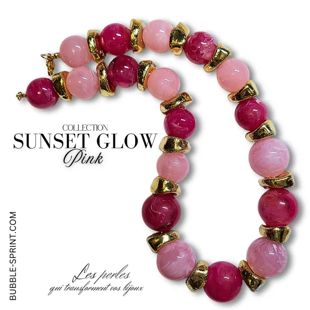 ARTSHOP Sunset Glow kit collier pink marbré 48cm