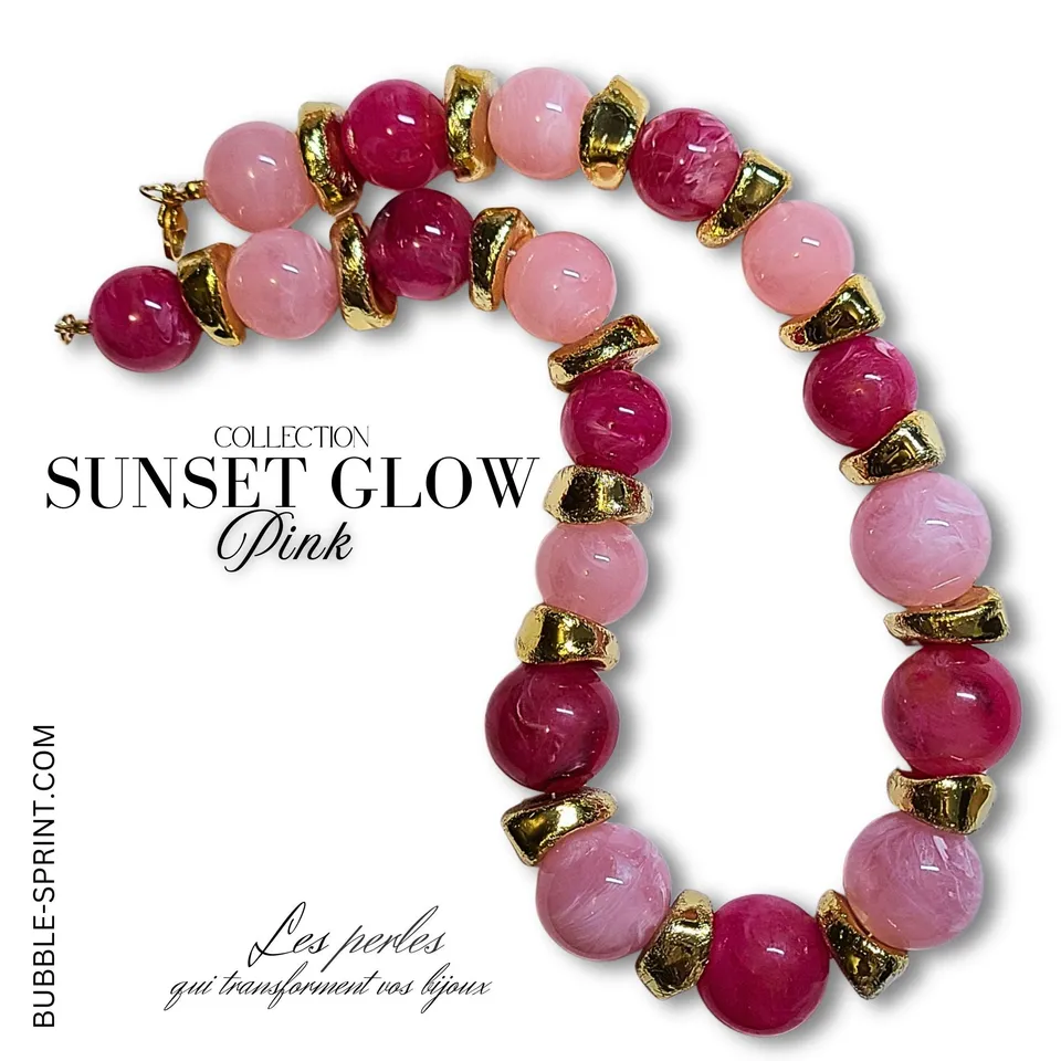 ARTSHOP Sunset Glow kit collier pink marbré 48cm