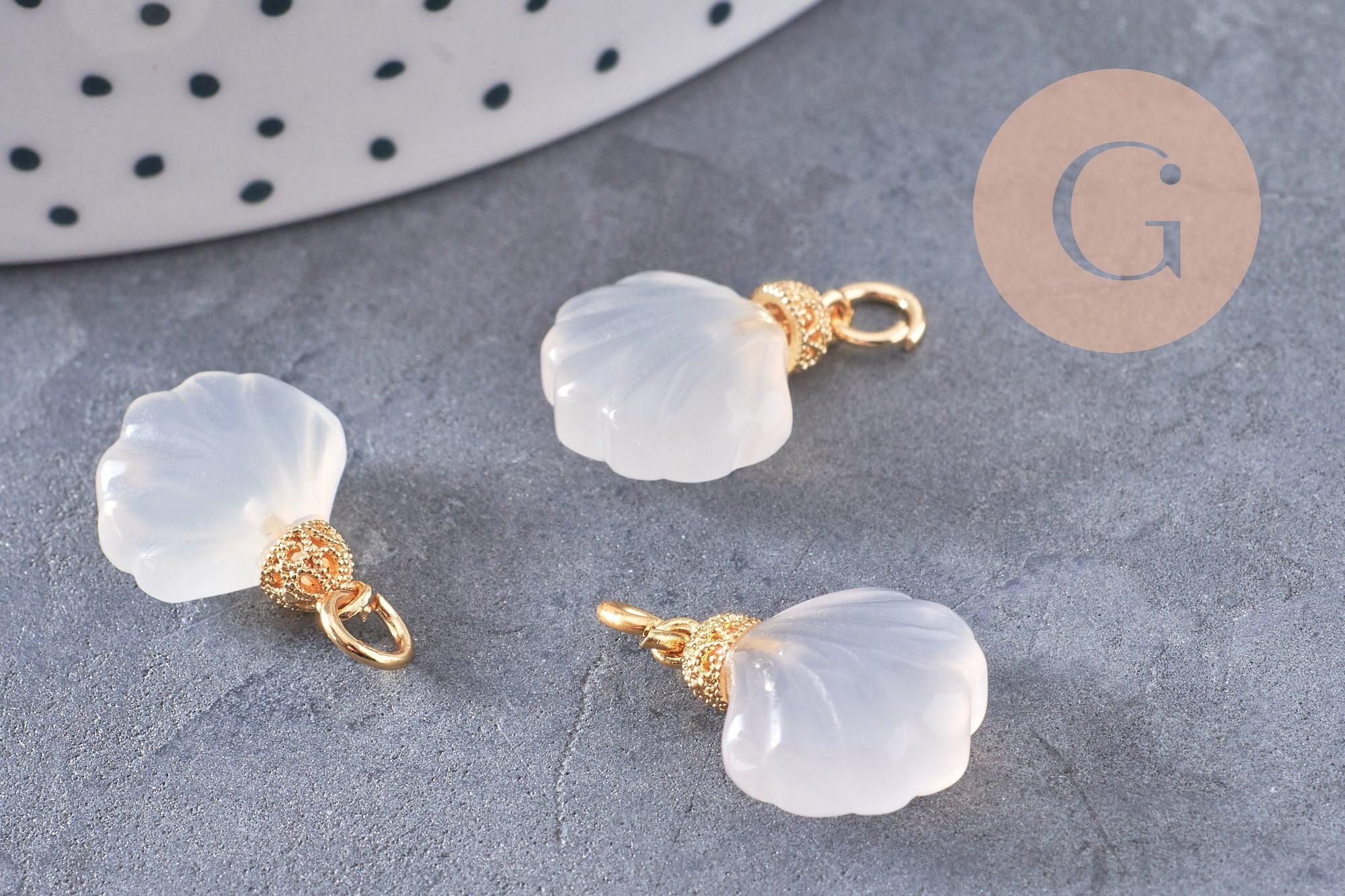 Gingerlily Pendentifs G10395 coquillage agate blanche 17,5mm