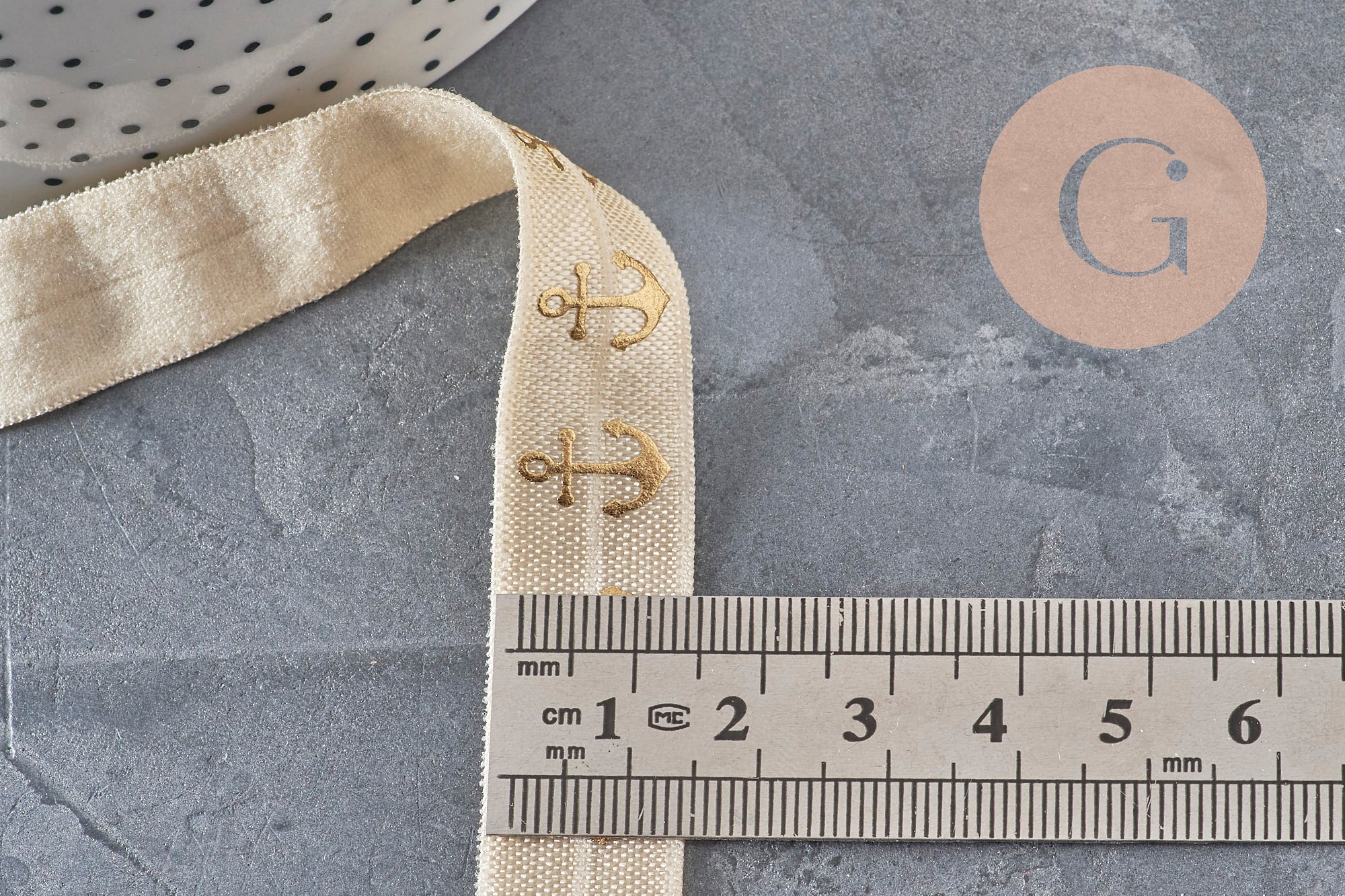 Gingerlily Cordons et fils Ruban élastique G1849 16mm écru ancre or 1 m