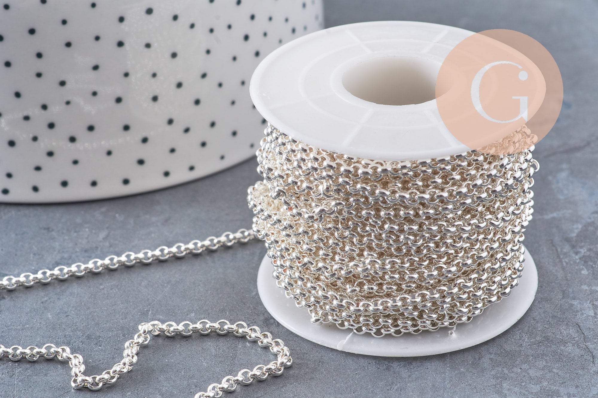 Gingerlily Chaînes G10866 maille rolo acier argenté 3mm 1m