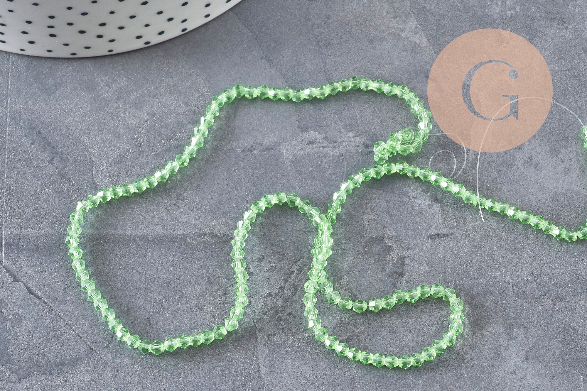 Gingerlily Perles pour bijoux DIY toupies G11111 vert transparent 3mm fil
