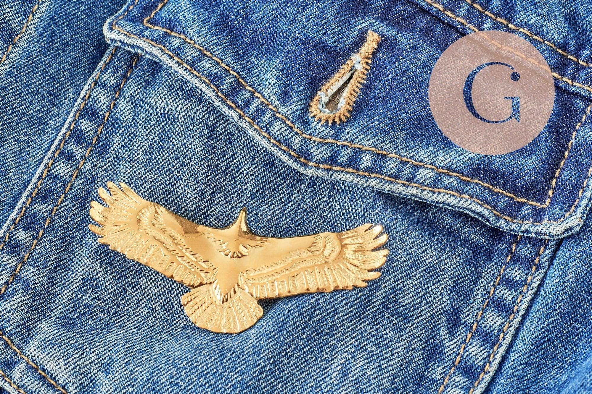 Gingerlily aigle G9746 broche acier doré 30mm x1