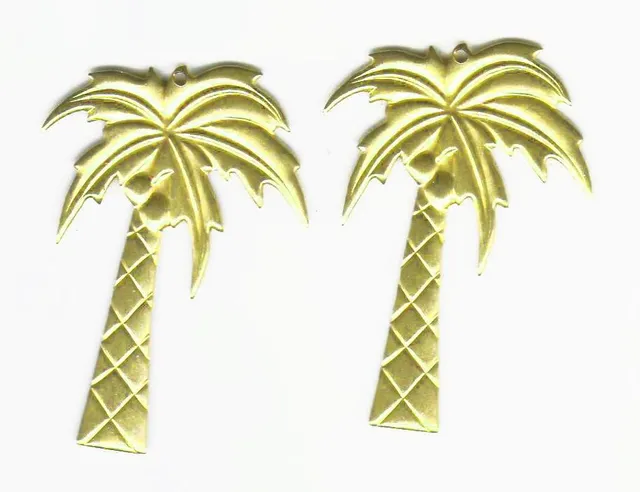 Gingerlily Pendentifs palmier laiton doré 4,2 cm x1