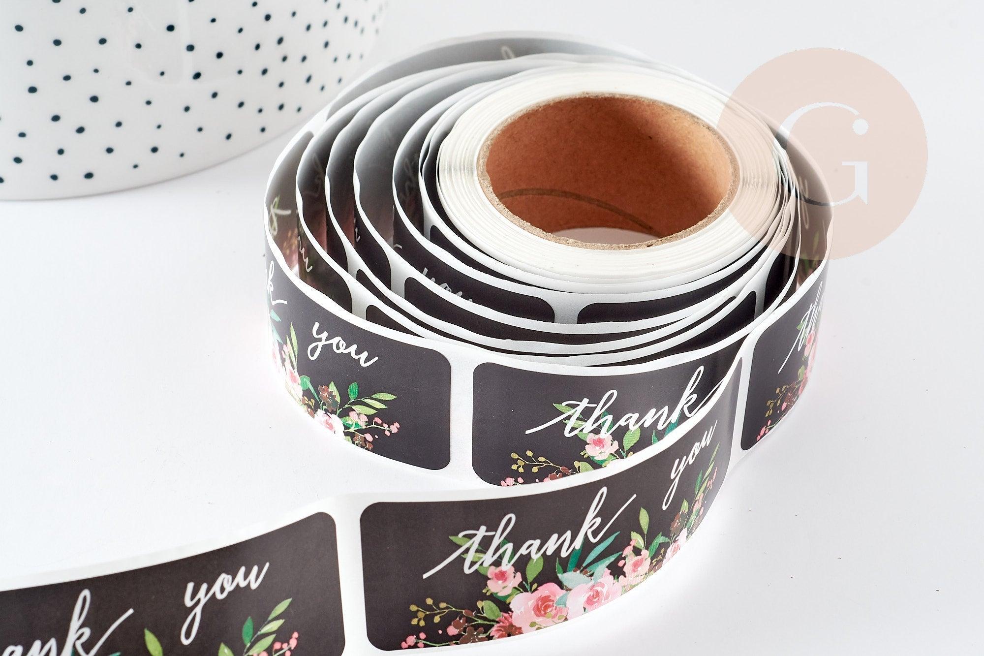 Gingerlily Perles G6135 stickers merci fleurs noirs 75mm x120