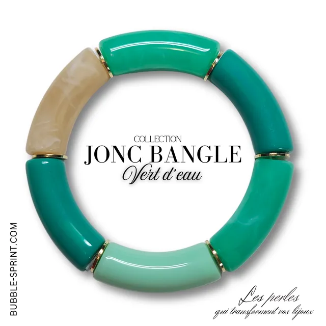ARTSHOP Jonc Bangle bracelet Vert d'eau monté prêt à porter