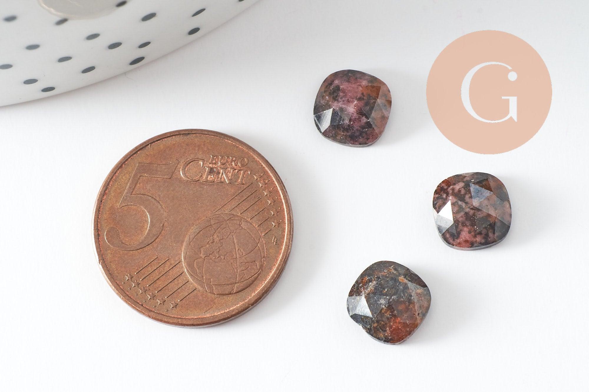 Gingerlily Perles cabochon carré rhodonite 8mm pierre