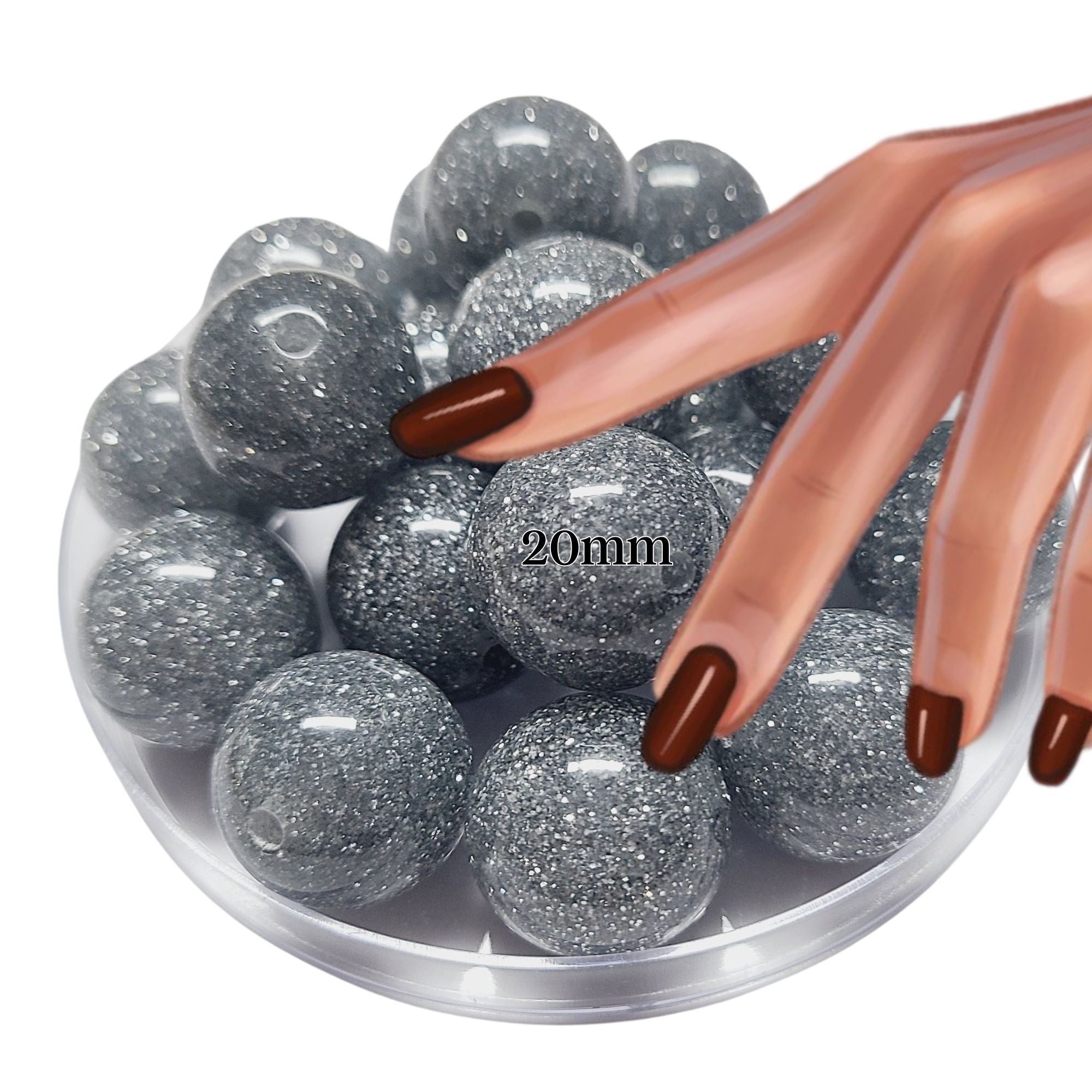 ARTSHOP Boules 20MM n°41 perle acrylique glitter argent x10