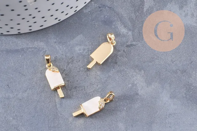 Gingerlily Pendentifs G10086 Glace Laiton Doré Zircon 21mm