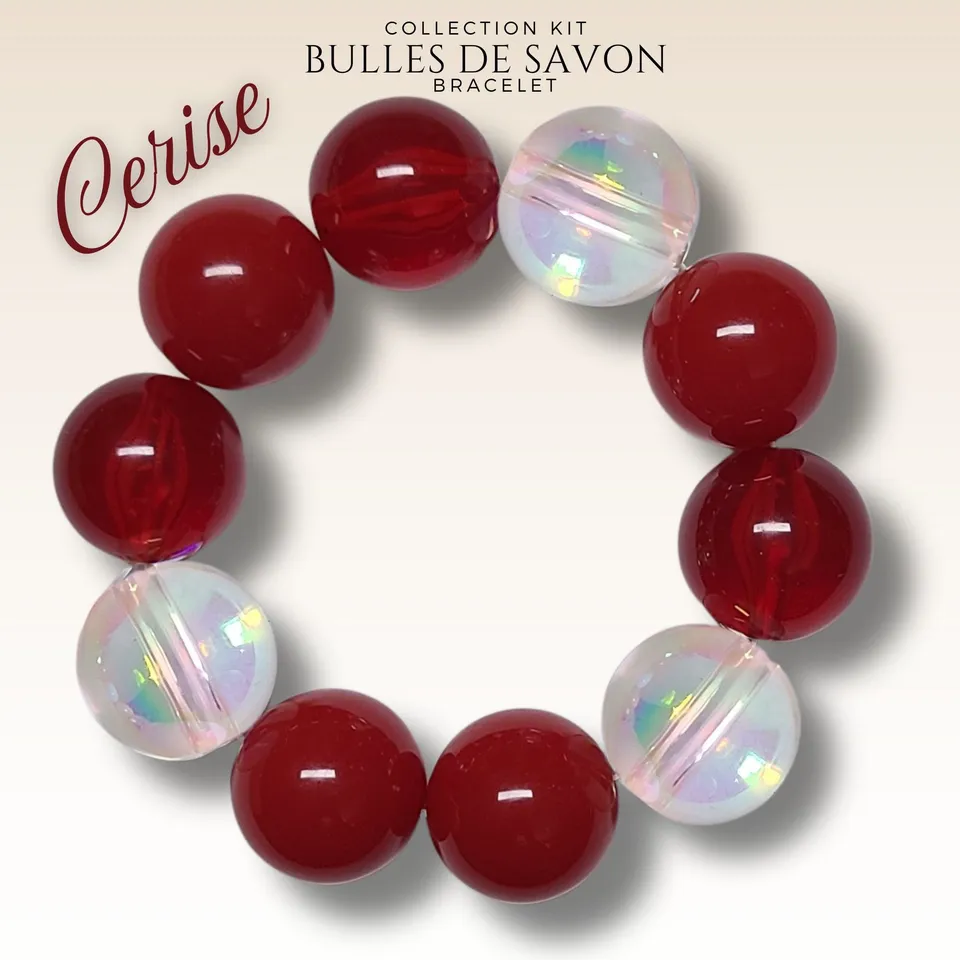 ARTSHOP Guimauve Kit bracelet Cerise 19 boules 20mm