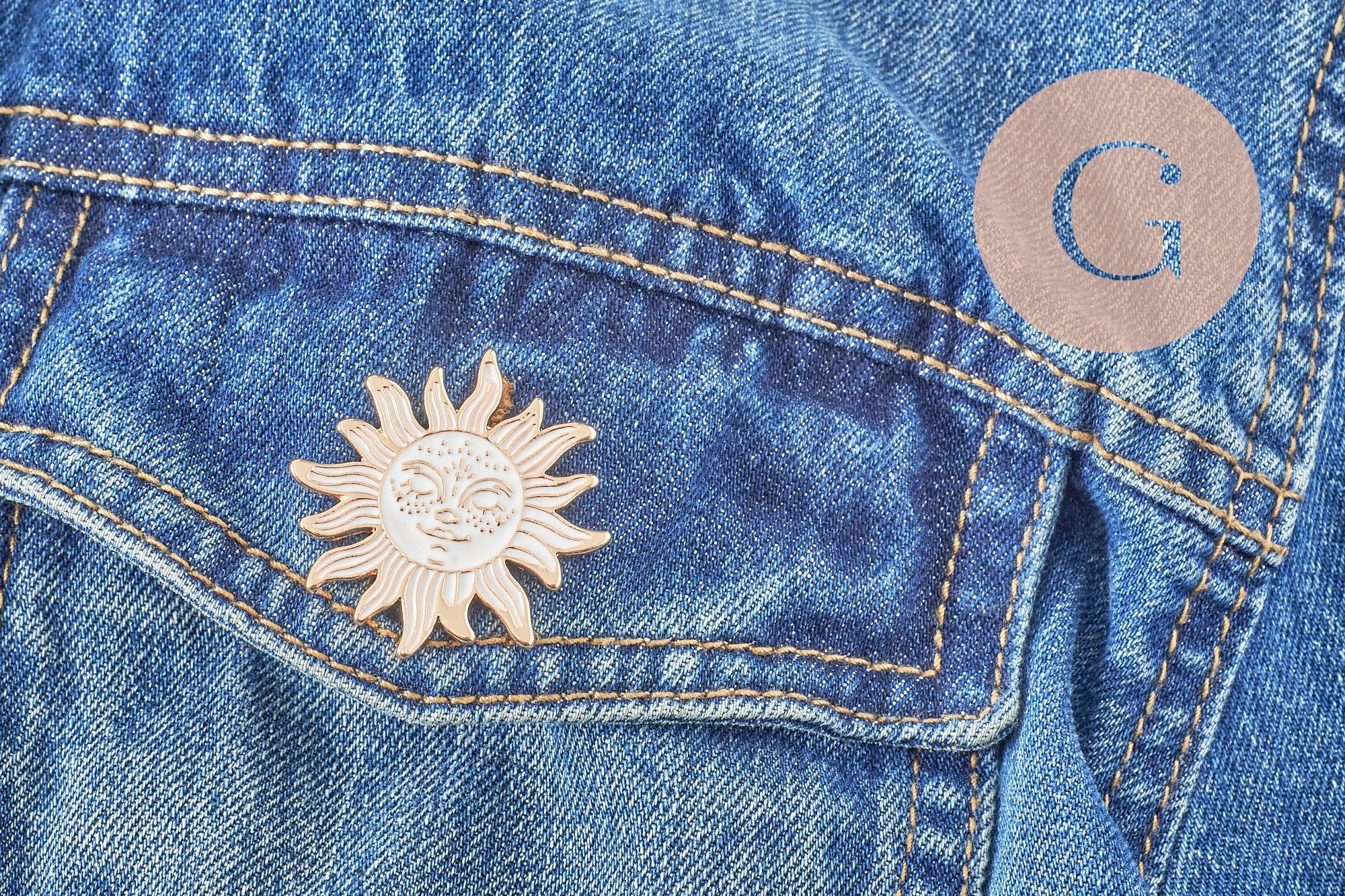 Gingerlily G9747 broche pins soleil blanc doré 35 mm x1