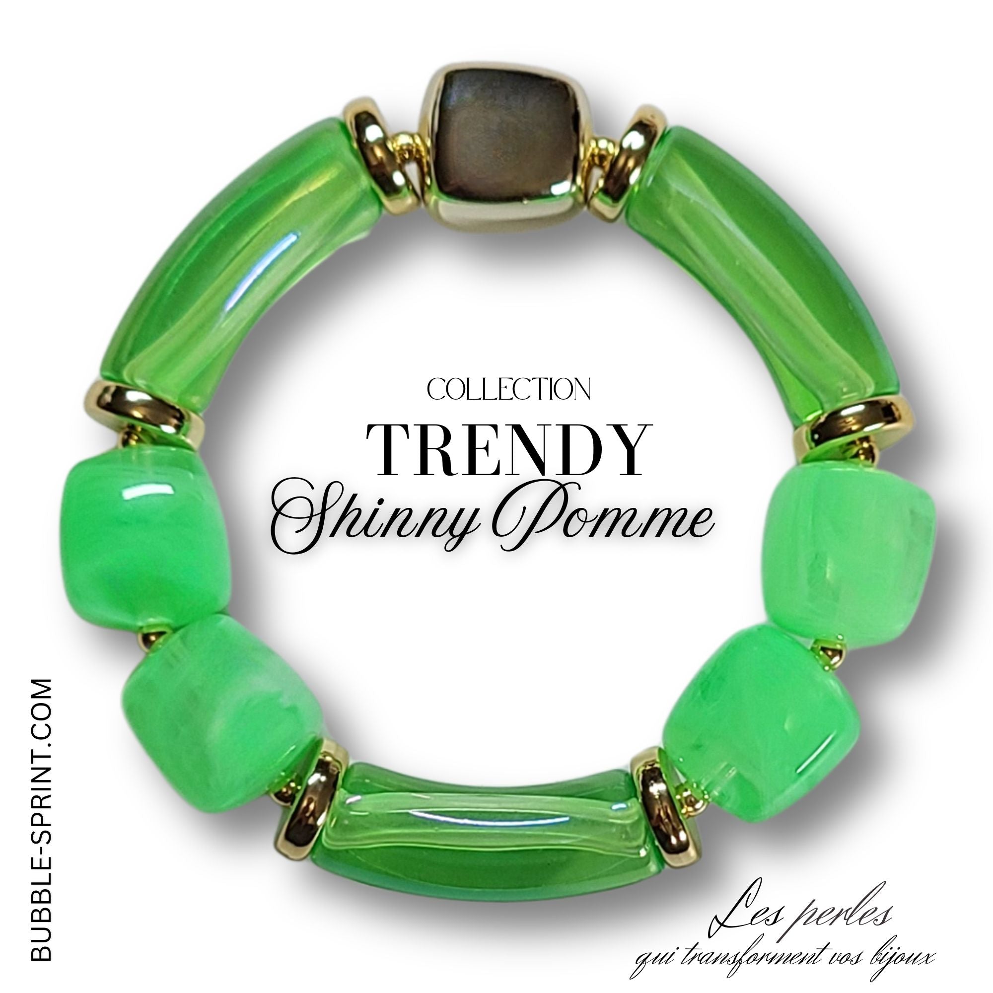 ARTSHOP Trendy Shinny bracelet pomme verte monté