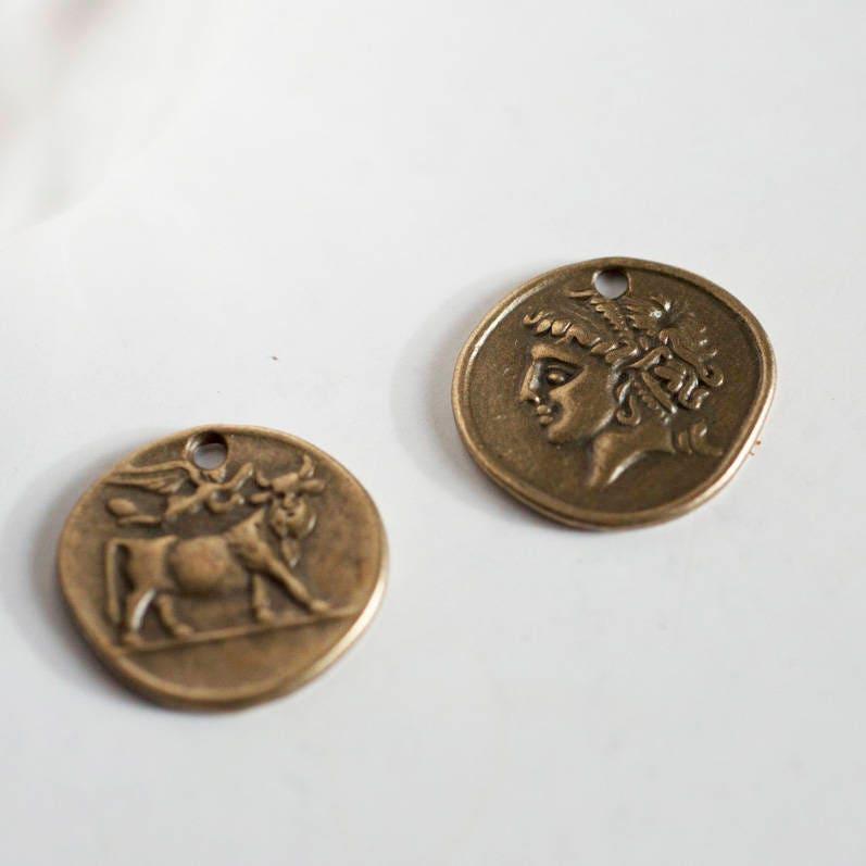 Gingerlily Médaille romaine bronze 19mm zamac lot 5 breloques