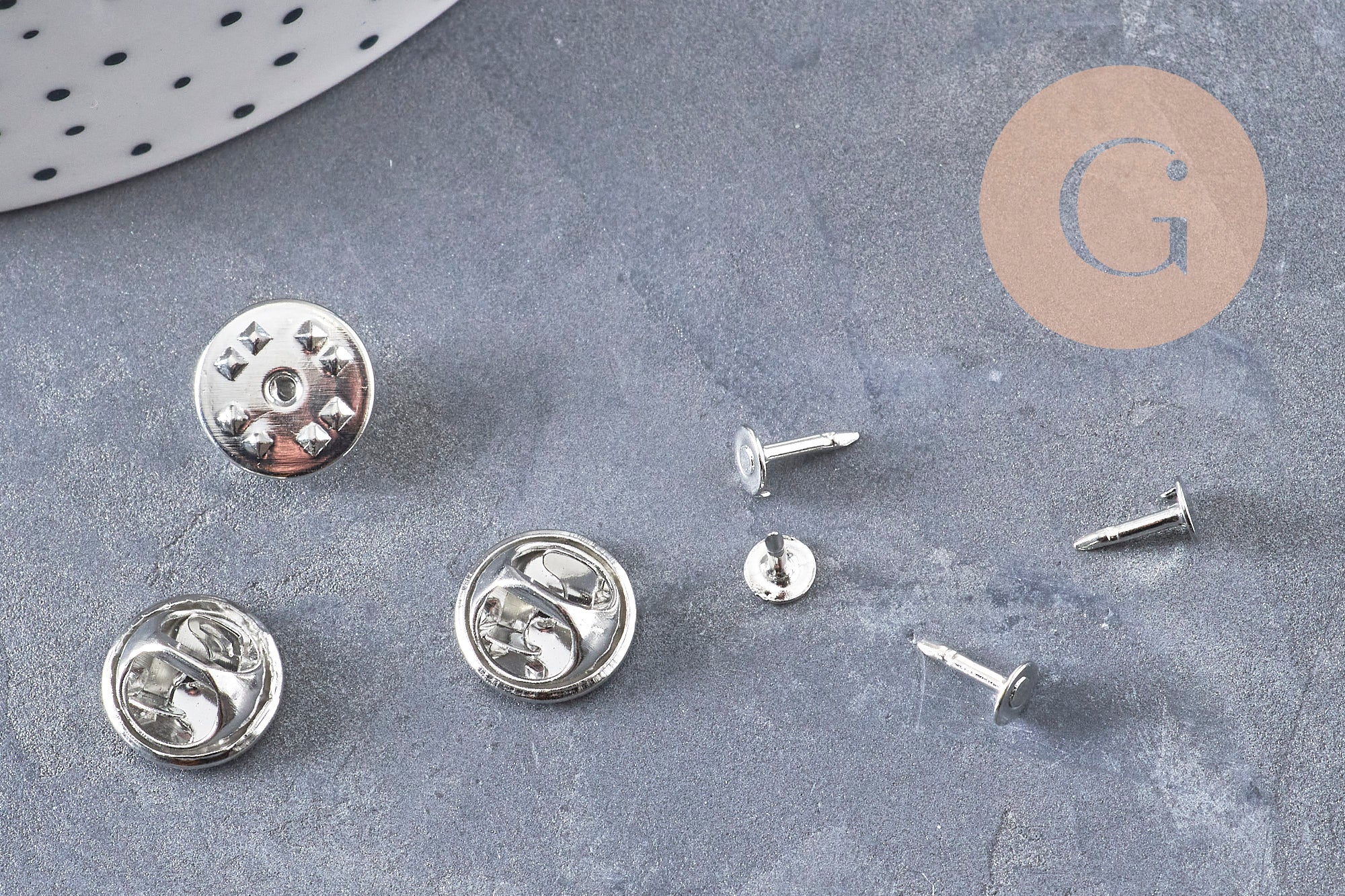 Gingerlily Apprêts DIY Attache pin's platine 11mm x5 G11030