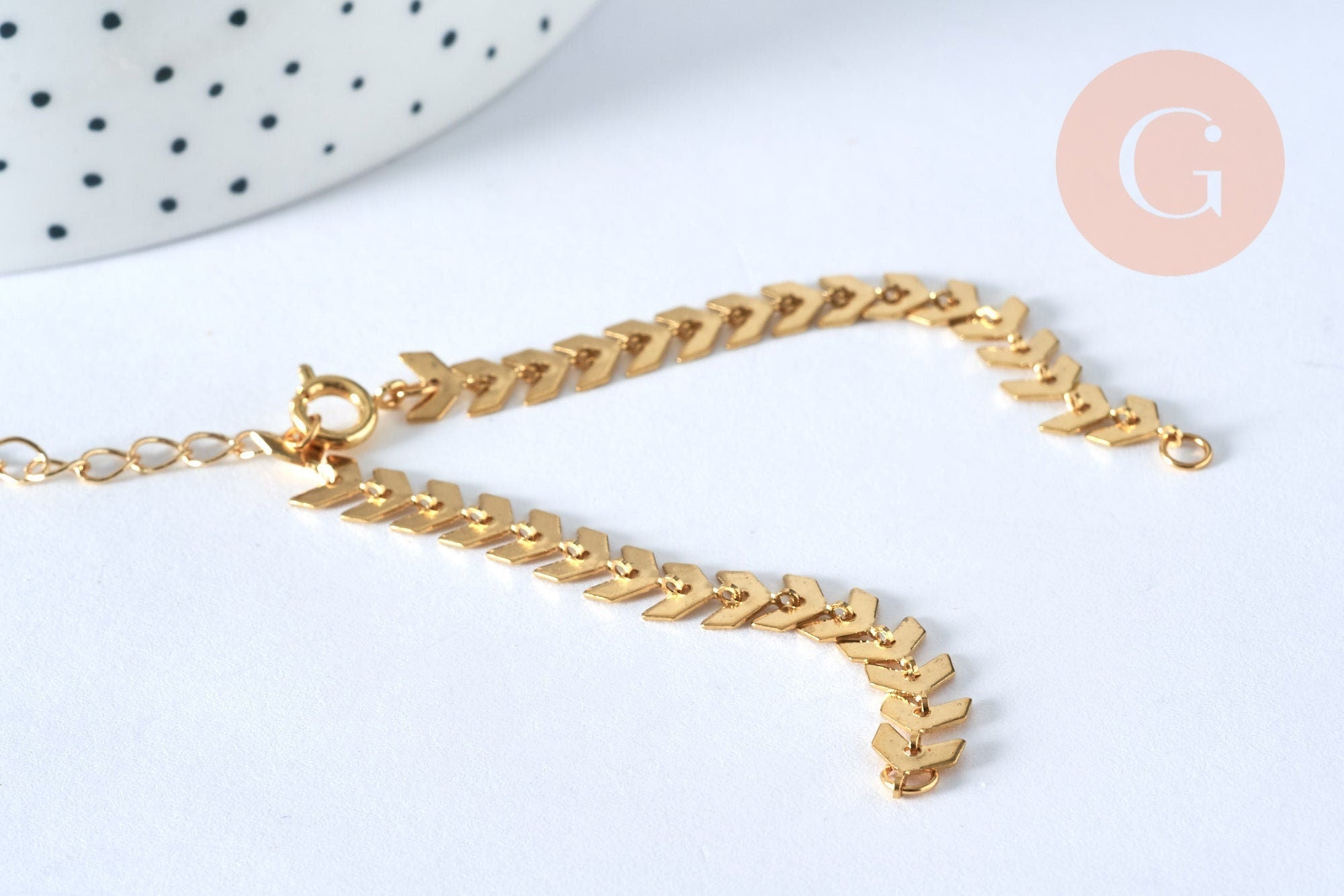 Gingerlily Bracelet base arête poisson acier doré 16cm x1