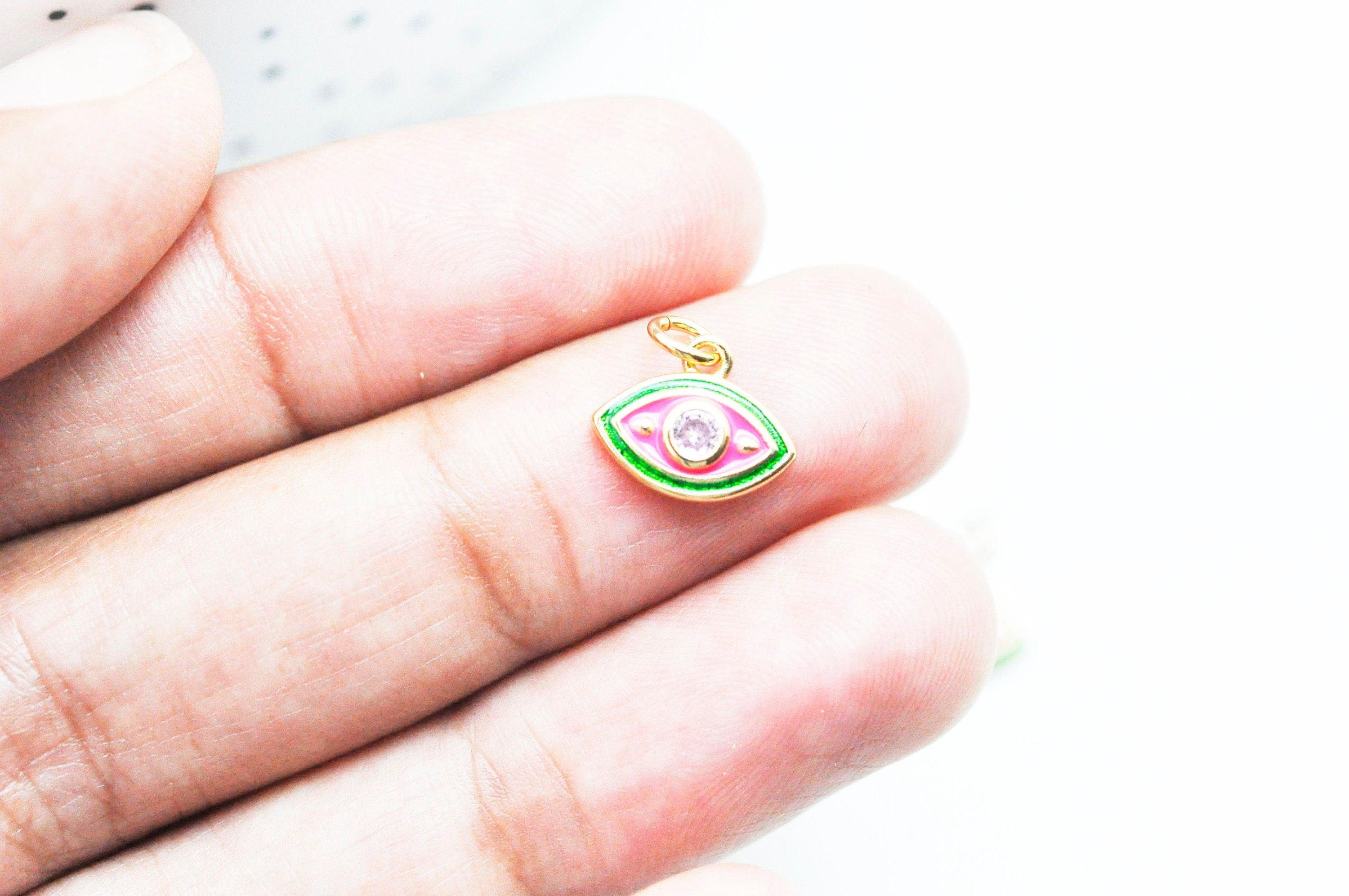 Gingerlily Petit oeil G5018 pendentif doré 13 mm émail x1