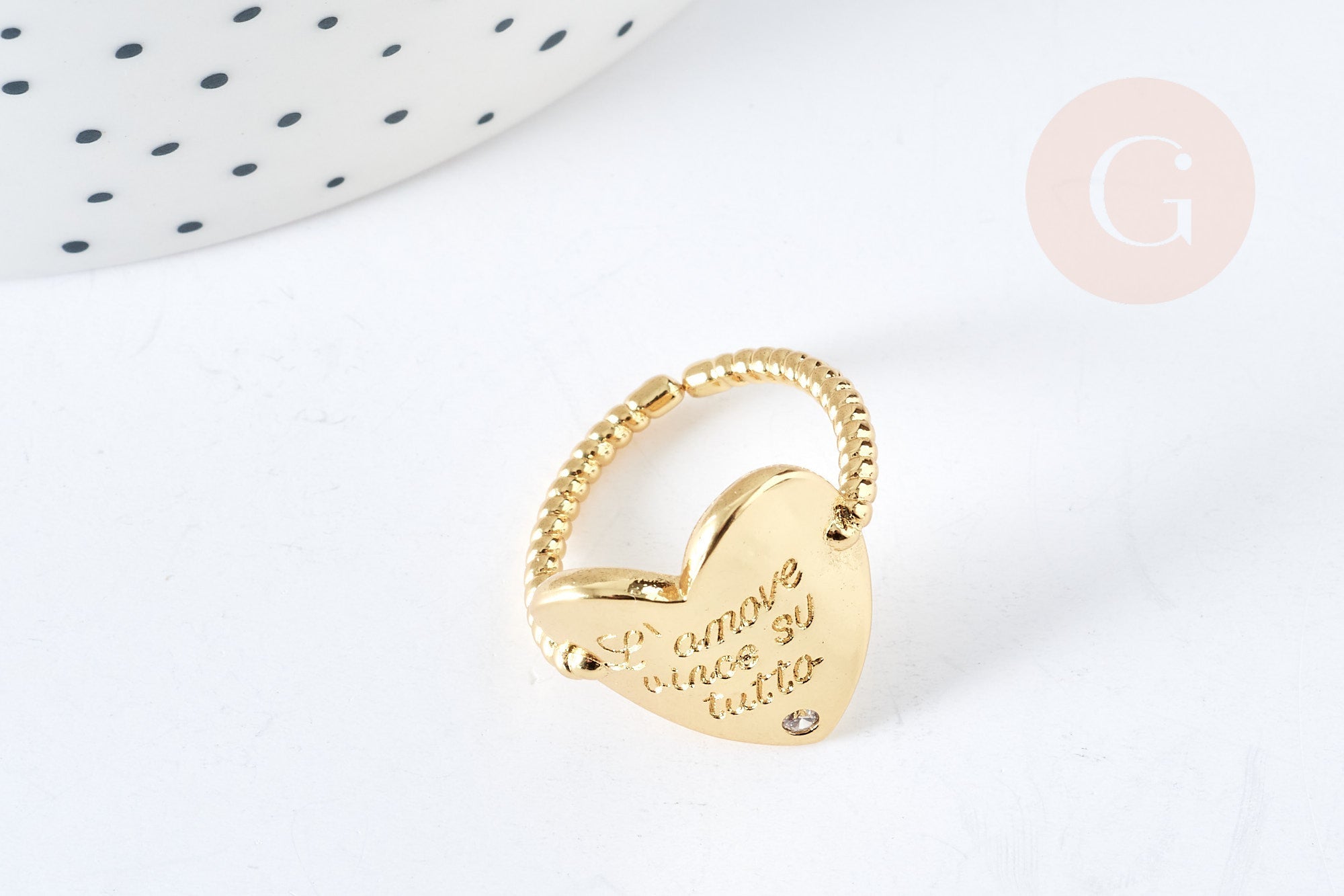 Gingerlily G8443 bague cœur AMORE laiton doré 17,5mm