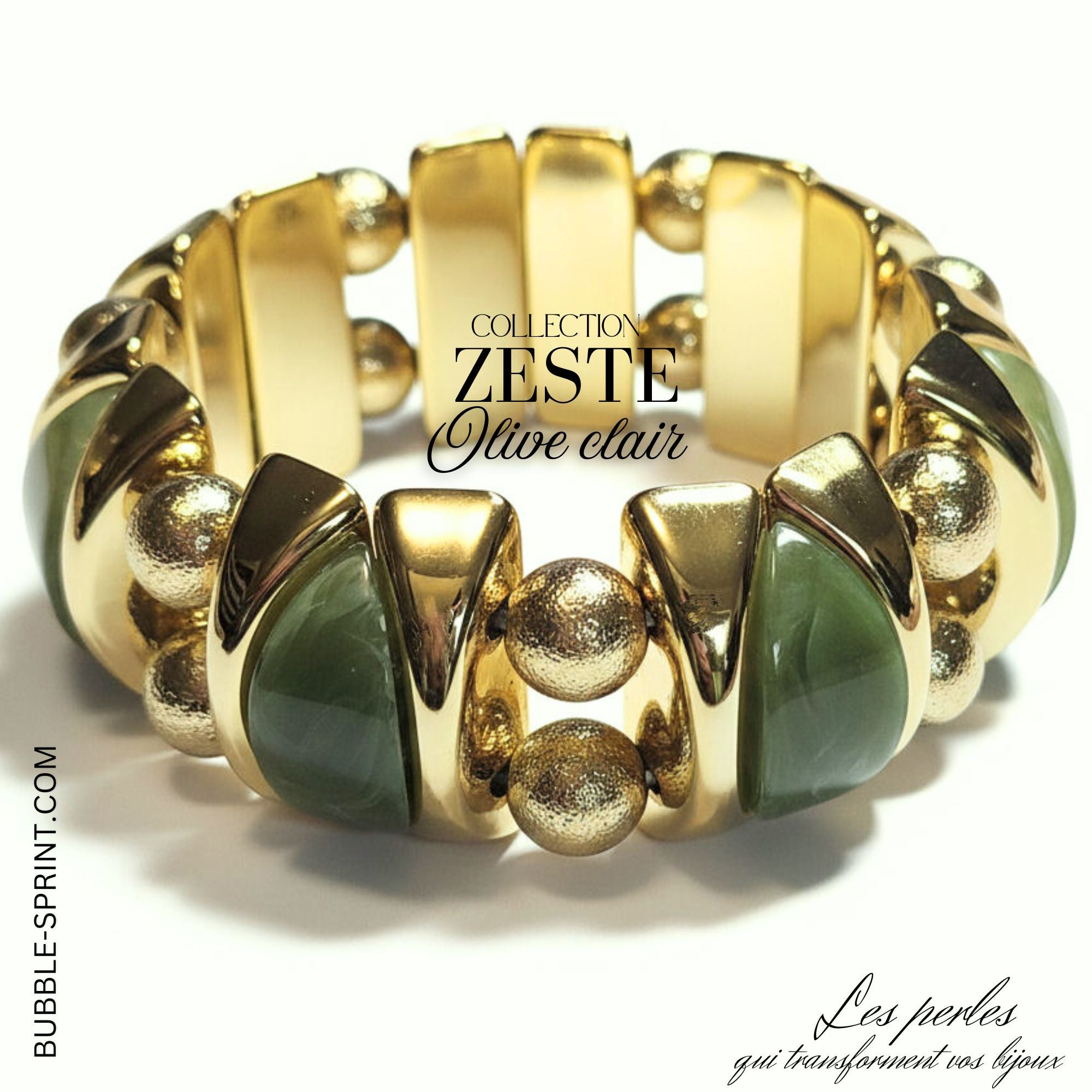 ARTSHOP Zeste kit bracelet olive clair marbré sans aiguille