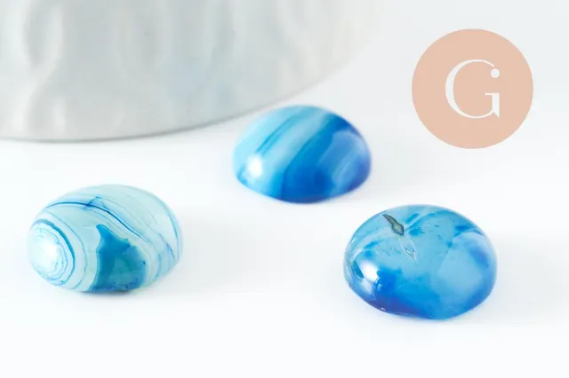 Gingerlily cabochon rond agate bleue 16mm x1