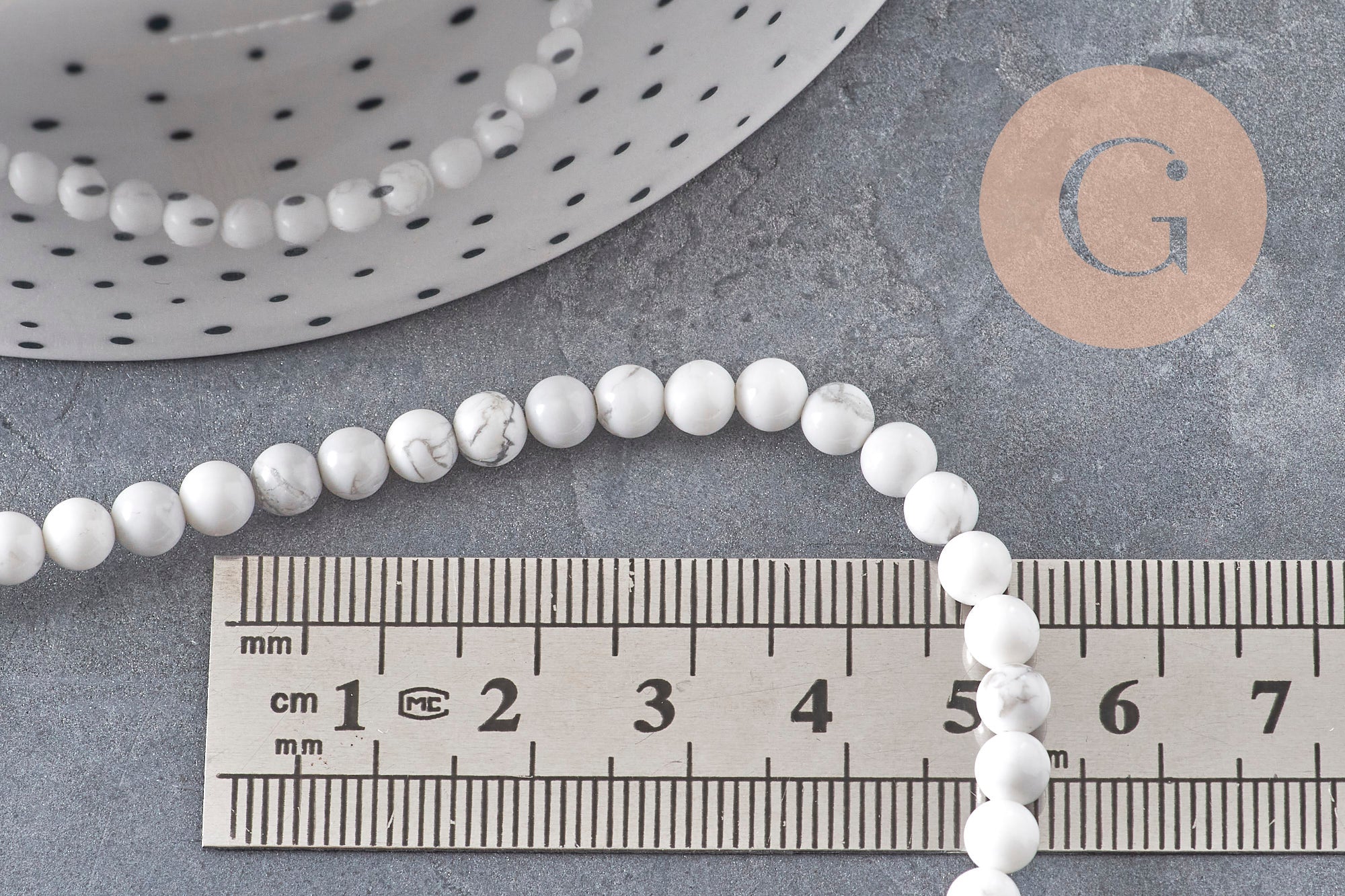 Gingerlily Perles howlite blanche 4mm fil 38cm marbré