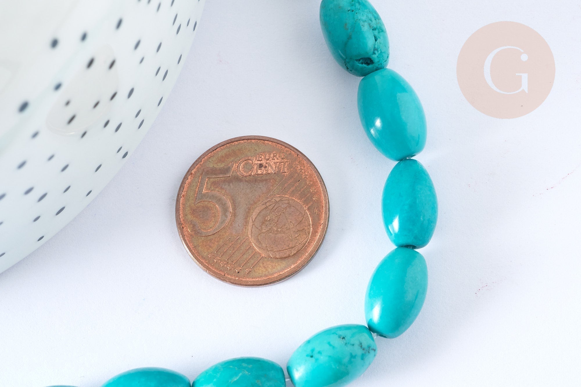 Gingerlily Perles Howlite G8743 perle ovale turquoise foncé 12mm x5
