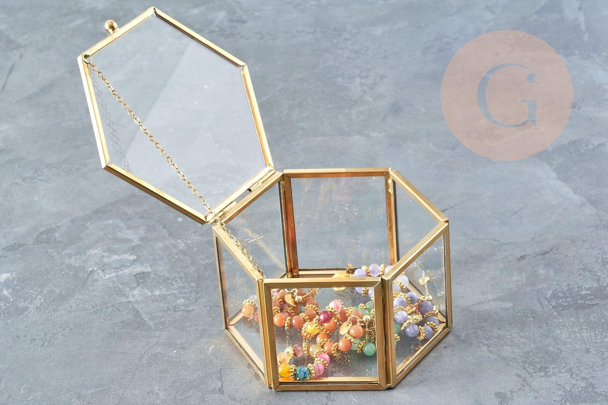 Gingerlily boîte hexagone G5083 boîte verre laiton 111mm