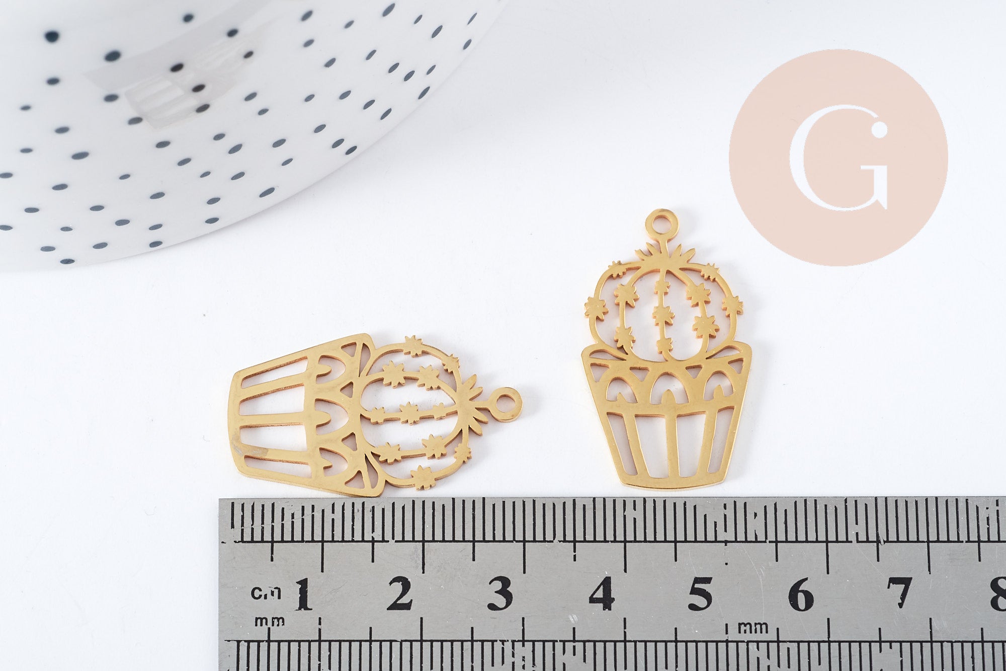 Gingerlily G5692 pendentif cactus doré 30 mm