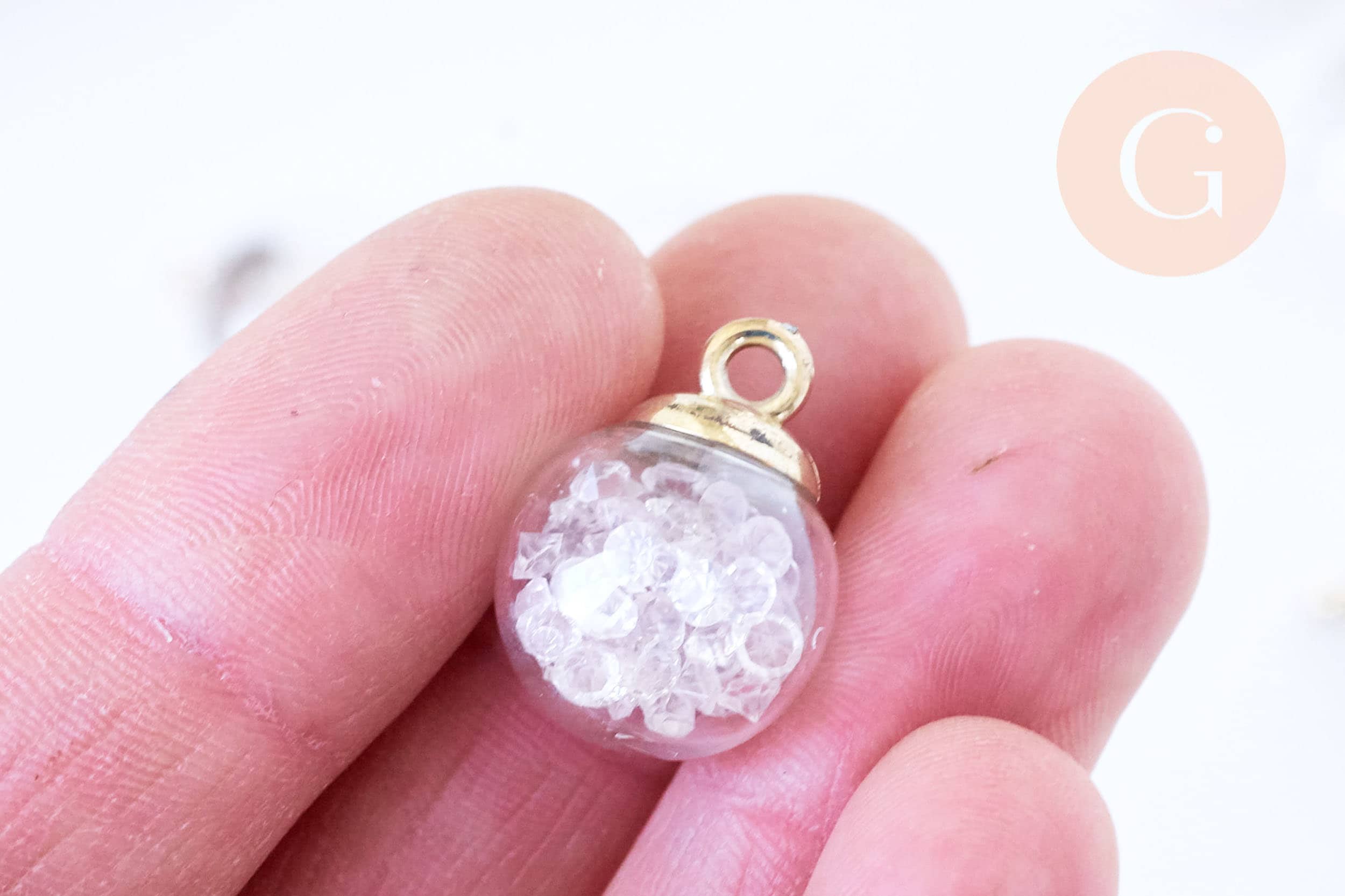 Gingerlily bulle G5709 pendentif verre cristal doré 22 mm x1