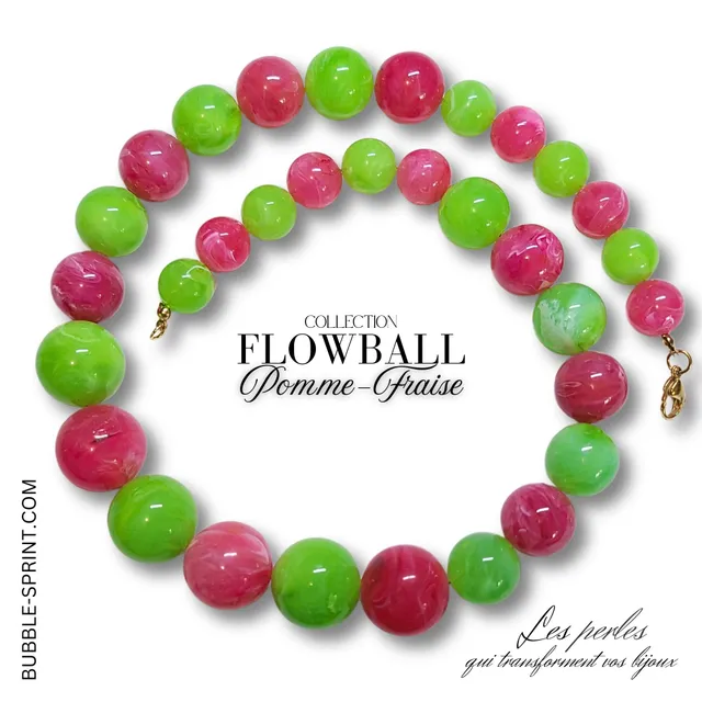 ARTSHOP Flowball Pomme-Fraise kit collier marbré 63cm